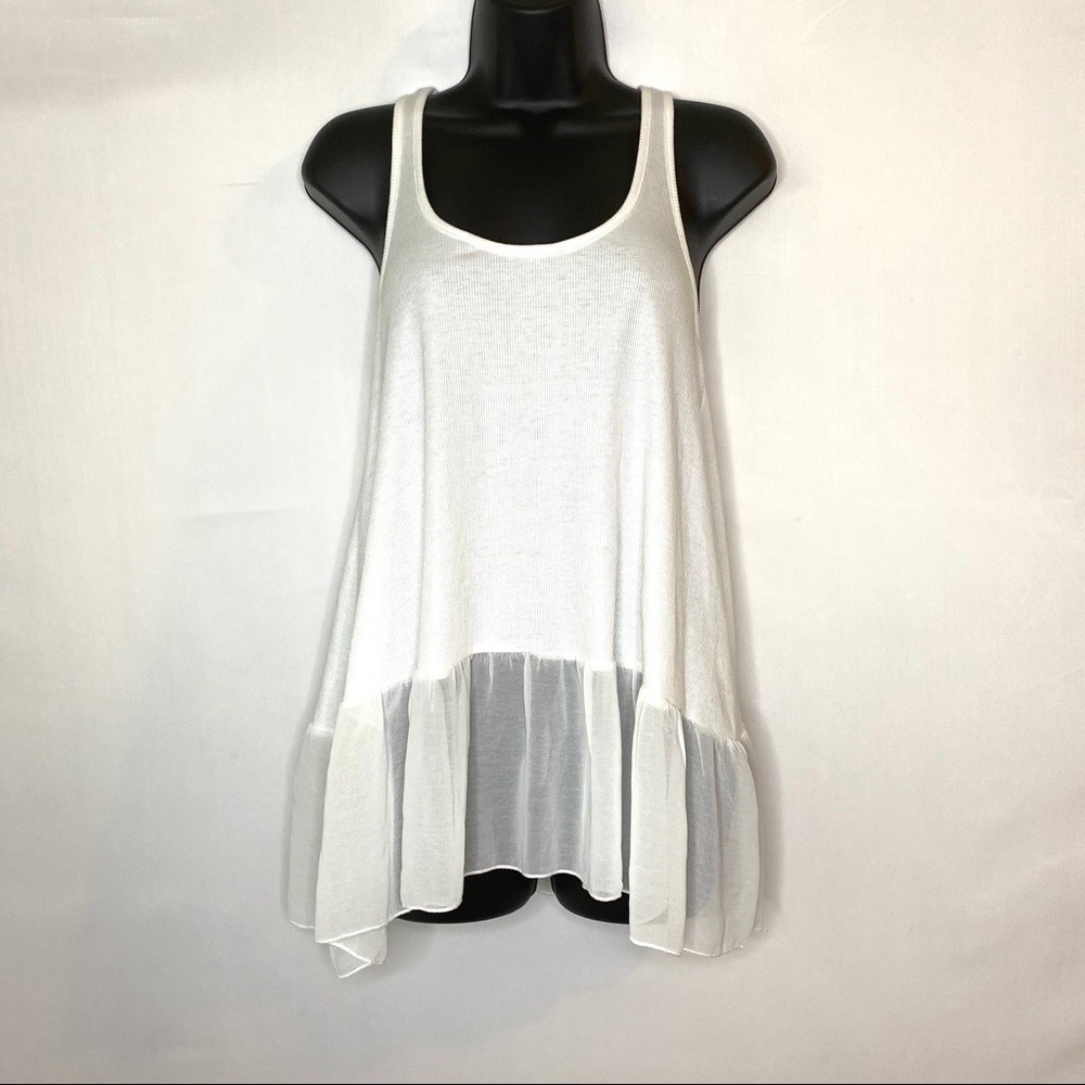 Umgee Fairycore Balletcore Tank Sheer Tee Shirt Top Ribbed Chifon Small Fairy